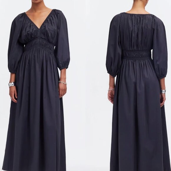 Madewell V-Neck Balloon-Sleeve Maxi Dress Black - Picture 1 of 1